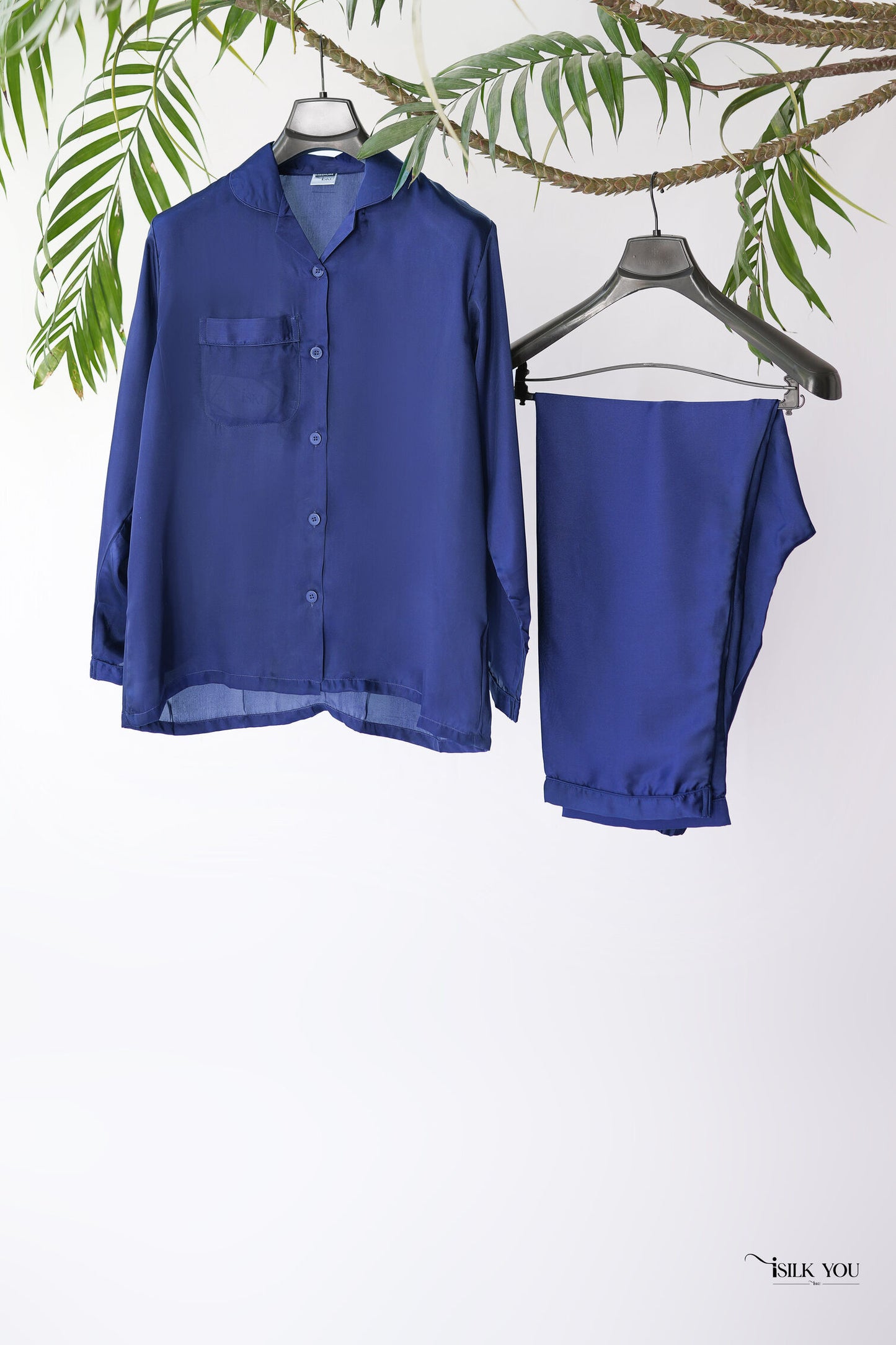 SILK NIGHT PAJAMA SET - BLUE