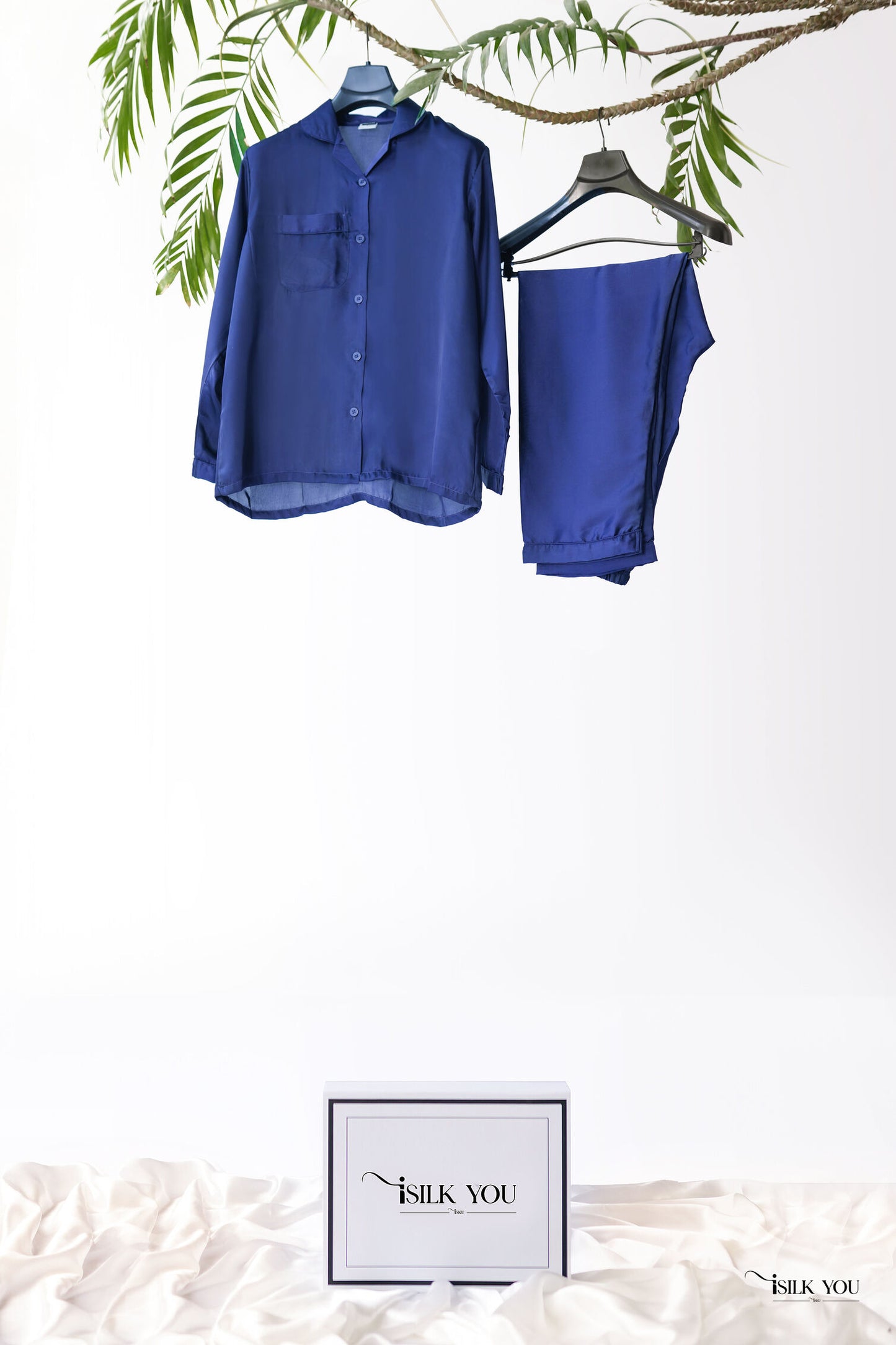 SILK NIGHT PAJAMA SET - BLUE