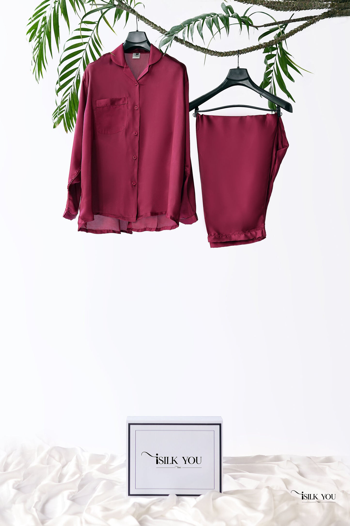 SILK NIGHT PAJAMA SET - MAROON